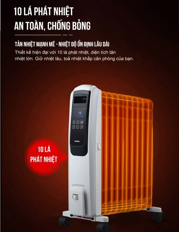 Ảnh Máy sưởi dầu điện tử 10 thanh Roler RH-2119A (2500W, Điều khiển từ xa)