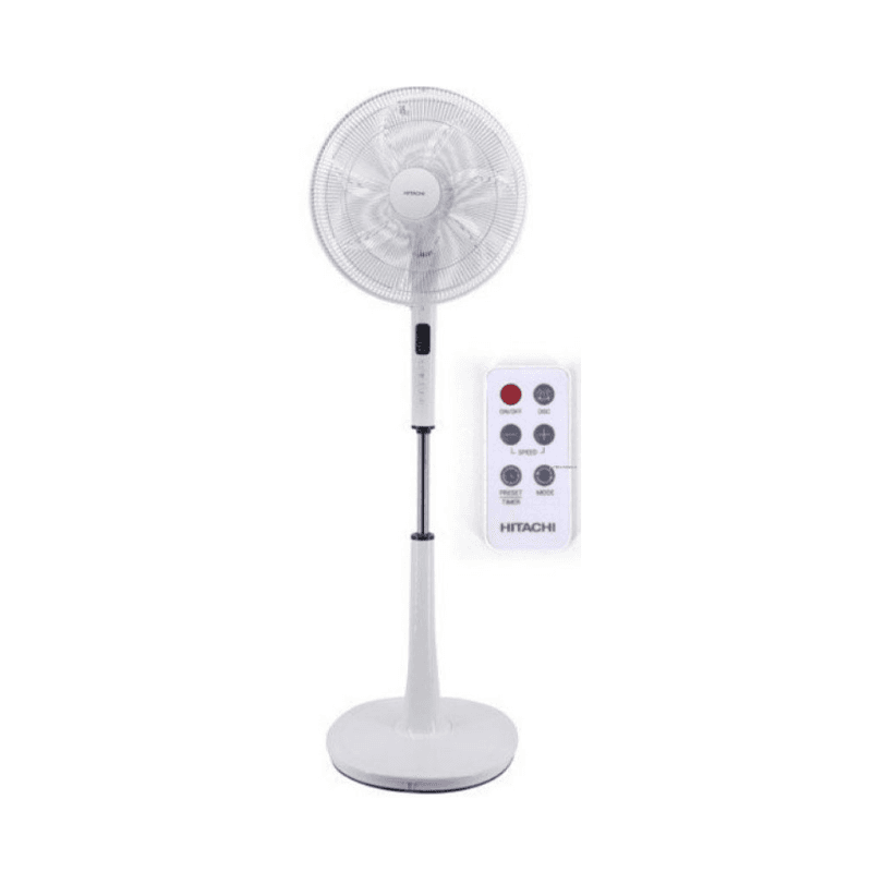 Quạt cây 7 cánh động cơ DC Hitachi LF-D6RCWM-trắng-có điều khiển