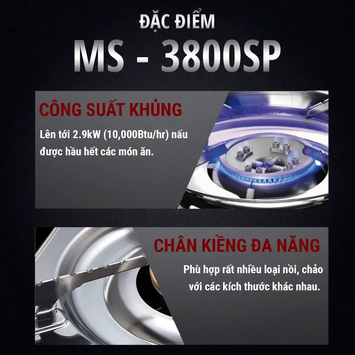 Ảnh Bếp gas đơn Maxsun MS-3800SP-đỏ