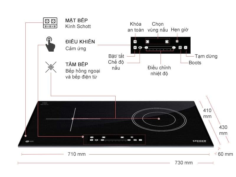 Ảnh Bếp đôi từ-hồng ngoại Steiger STG-MIX210 4600W
