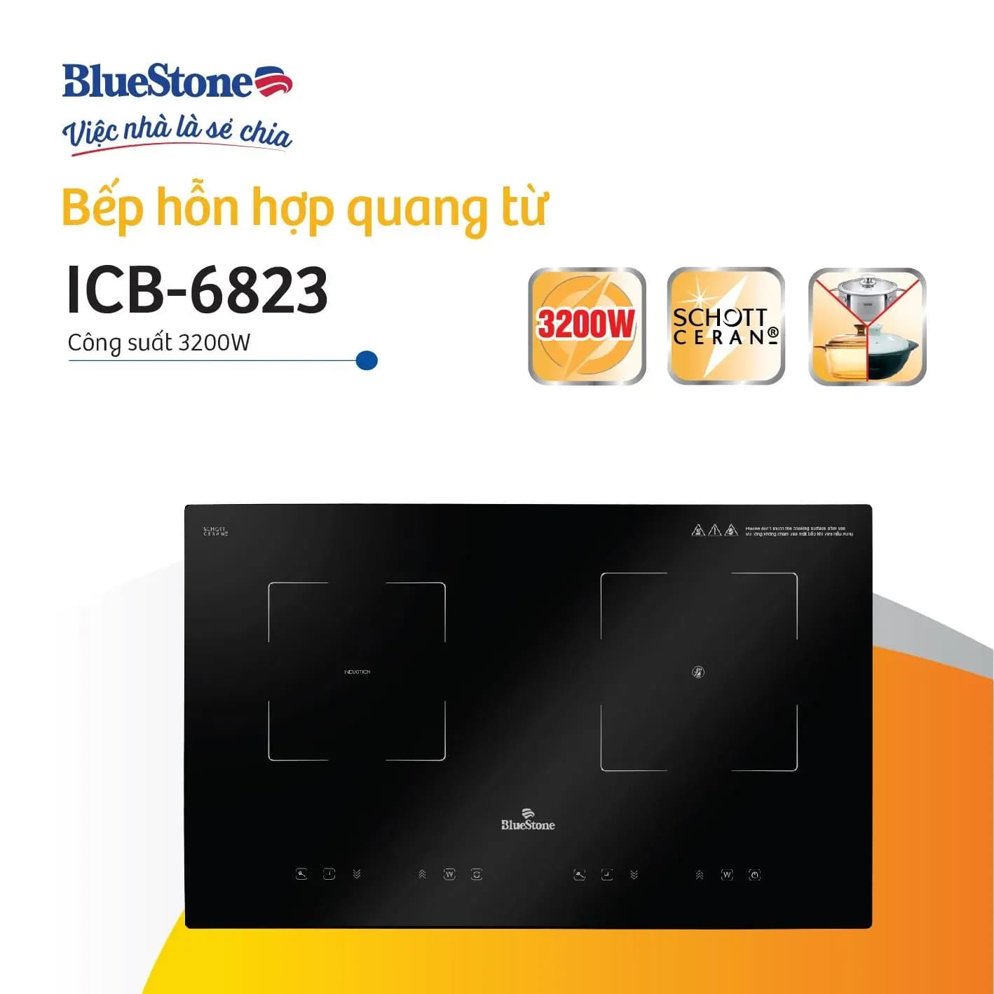 Ảnh Bếp từ đôi Bluestone ICB-6823 (3200W)