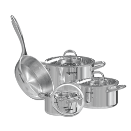Bộ nồi chảo 4 chiếc inox 304 đáy liền Sunhouse SHG808