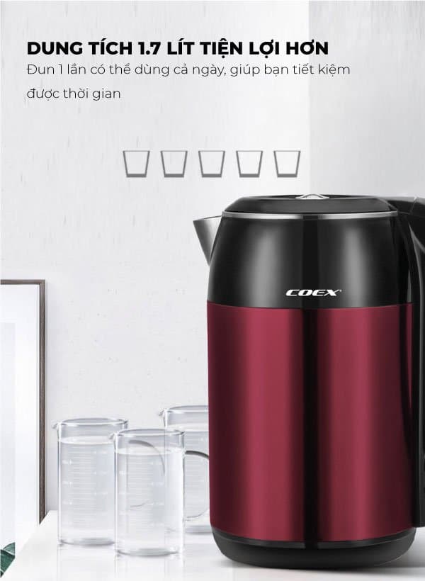 Ảnh Ấm siêu tốc Inox 304 1.7 Lít COEX CK-5113R 2150W