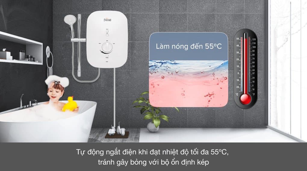 Ảnh Máy nước nóng trực tiếp Ferroli 4,5KW Slim Divo SSP có bơm