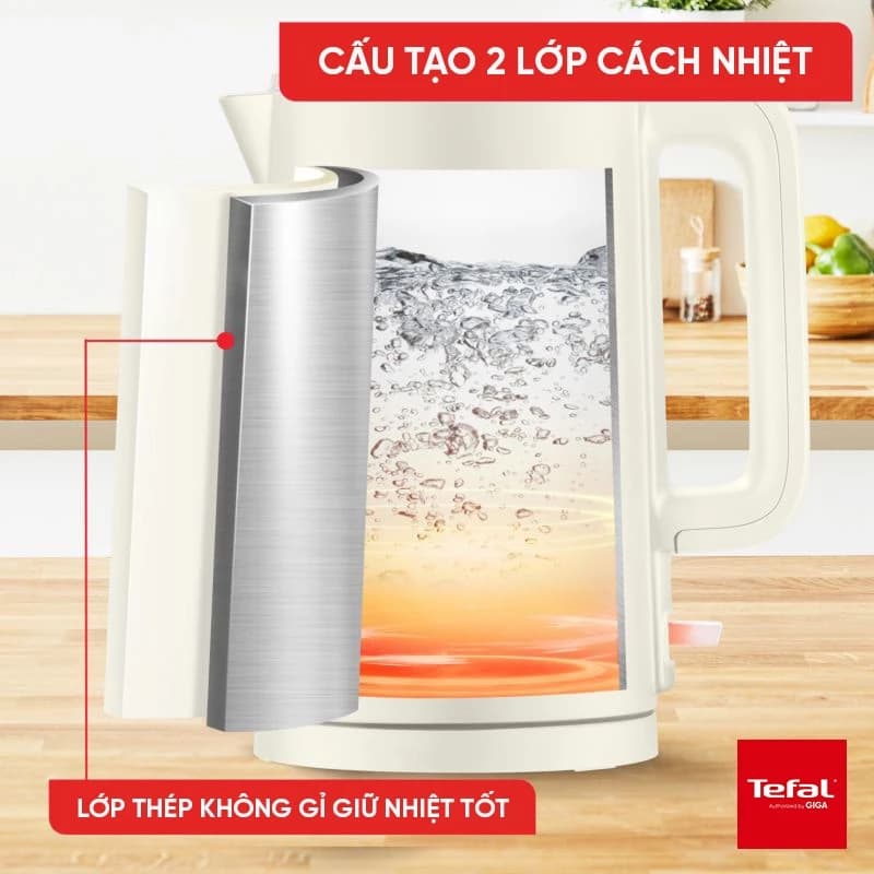 Ảnh Bình siêu tốc inox 2 lớp 1,5L Tefal Colour KO140AE0-Rise