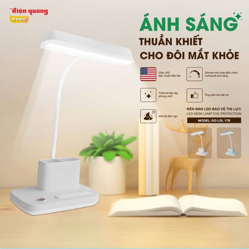 Ảnh Đèn Bàn LED Cảm Ứng Điện Quang ĐQ LDL17B 3 W (3W, Màu Trắng)