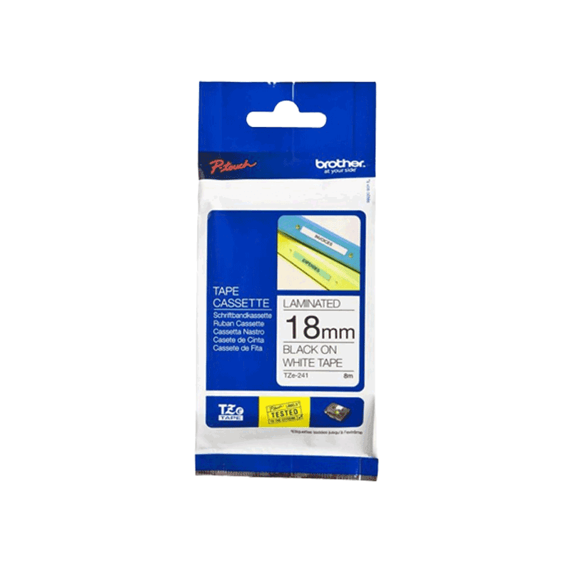 Ảnh Nhãn In Tiêu Chuẩn TZE Brother TZe-241 Chữ Đen Trên Nền Trắng (18mm)-Black on White