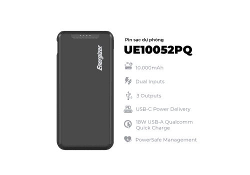 Ảnh Sạc dự phòng Energizer 10,000mAh /3.7V Li-Polymer - UE10052PQBK