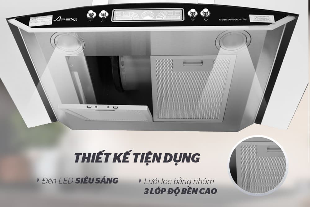 Ảnh Hút mùi kính cong 70cm Sunhouse APEX APB6601-70