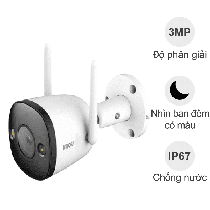 Camera ngoài trời iMou Bullet 2E F32FP (3MP, đêm full màu)