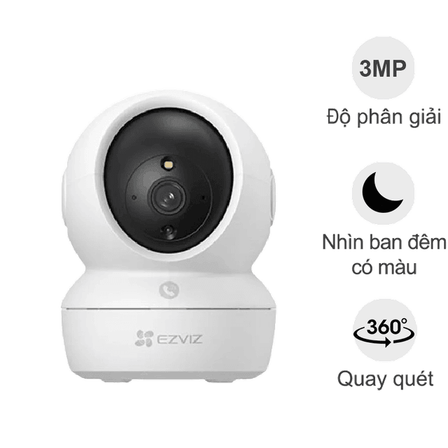 Camera Wifi Ezviz CS-H6C Pro 3MP (2K, gọi điện qua app, quay quét, đêm full màu)