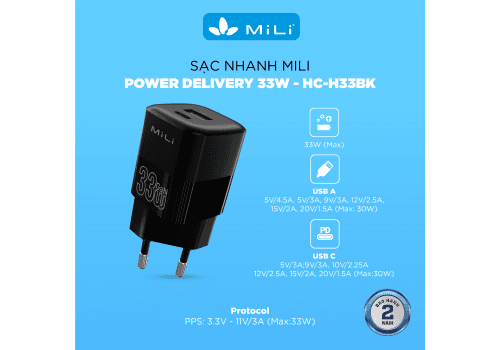 Ảnh Sạc PD 33W GaN MiLi - HC-H33BK