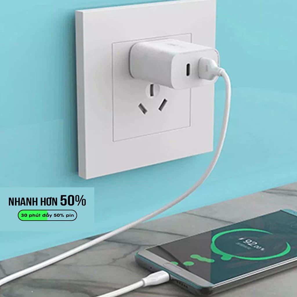 Ảnh Củ sạc nhanh cổng Type-c & USB WK WP-U53 Maxspeed QC3.0 + PD20W