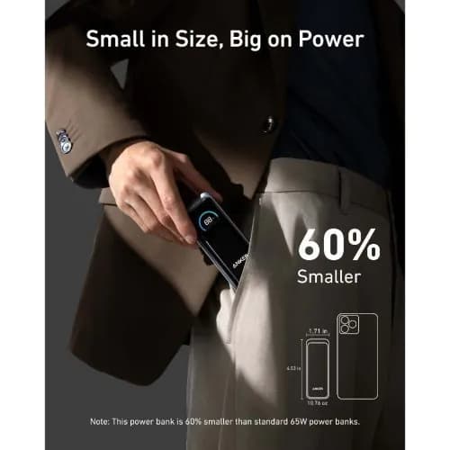 Ảnh Sạc dự phòng Anker Prime Fusion 2C 65W 9600mah (Built-In USB-C) Đen (Black) B2C_A1339111