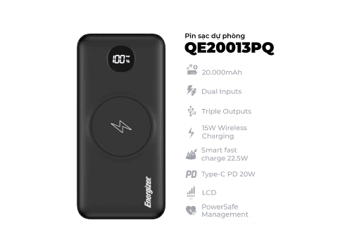 Ảnh Sạc dự phòng Energizer 20,000mAh /3.7V Li-Polymer - QE20013PQBK