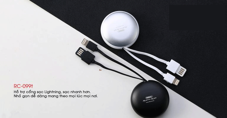 Ảnh Cáp sạc Remax Cutebaby Retractable Data Cable 2 in 1 for Micro USB + Lightning RC-099t 1M