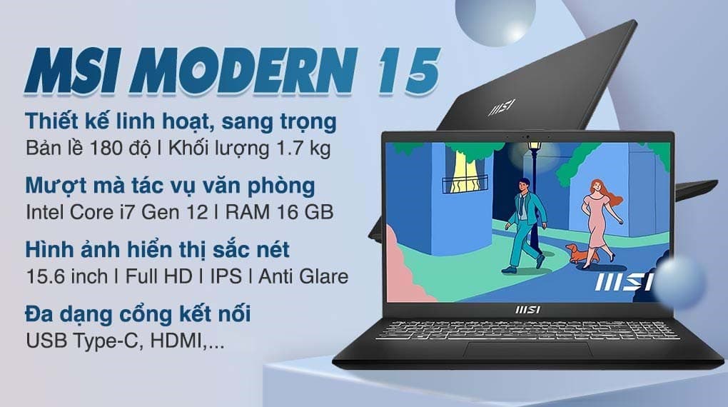 Ảnh Laptop MSI Modern 15 B12MO i7 1255U/16GB/512GB/Win11 (487VN)