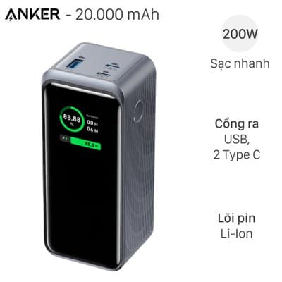 Pin sạc dự phòng 20000mAh Type C PD QC 3.0 200W Anker Prime A1336