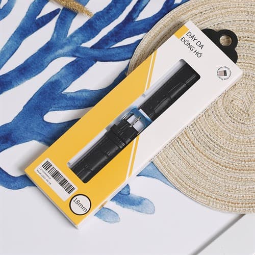 Ảnh Dây da tổng hợp đồng hồ 18mm L021-04-18 Đen
