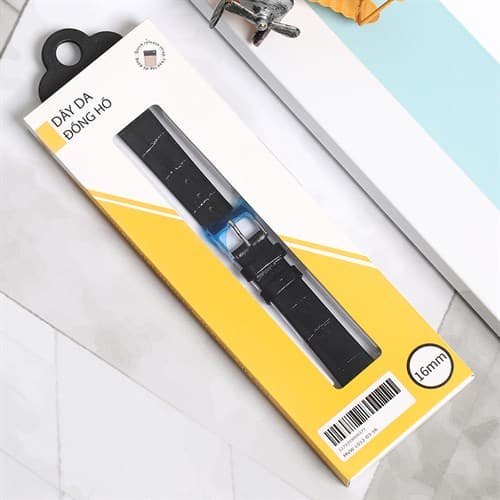 Ảnh Dây da đồng hồ 16mm L012-03-16 Đen