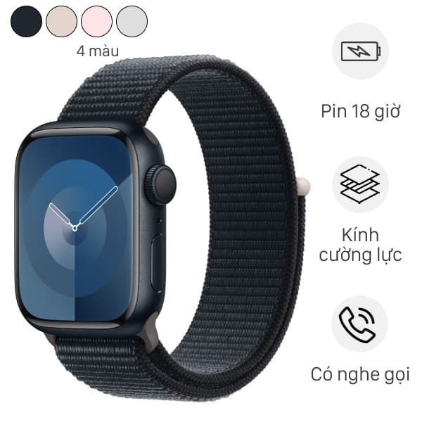 Đồng hồ thông minh Apple Watch Series 9 GPS 41mm viền nhôm dây vải