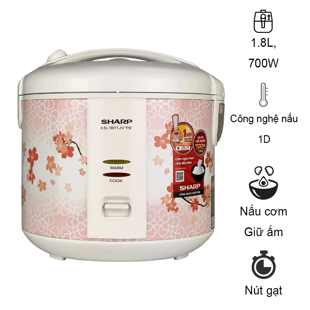 Nồi Cơm Điện Sharp KS-181TJV &#34;PB&#34; 1.8 lít