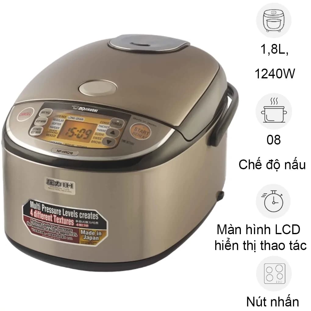 Ảnh Nồi Cơm Áp Suất Điện Tử Cao Tần Zojirushi NP-HRQ18-XT - 1.8 Lít - Xuất Xứ Nhật Bản