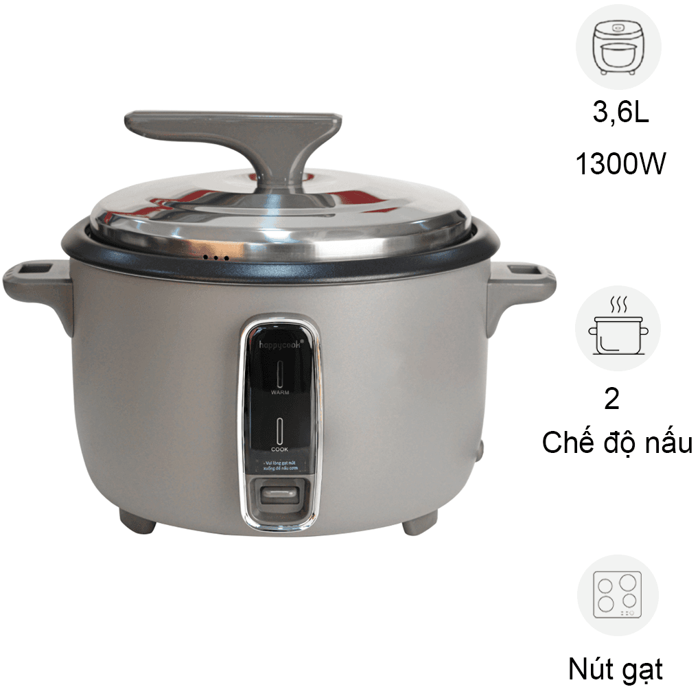 Nồi Cơm Điện Nắp Rời Happy Cook HCD-360G 3.6 Lít