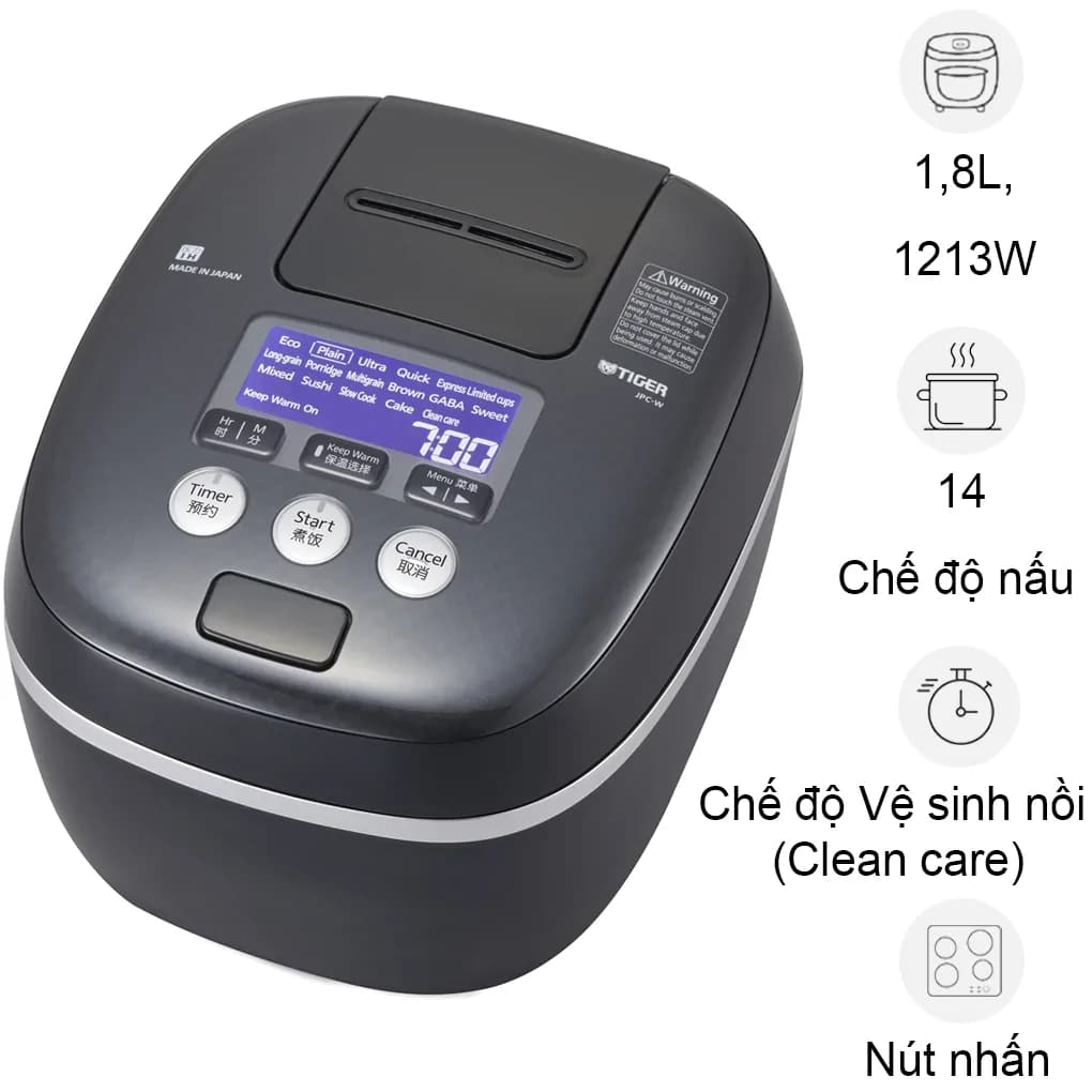 Ảnh Nồi Cơm Điện Tử Cao Tần Áp Suất Tiger JPC-W18W 1.8 Lít
