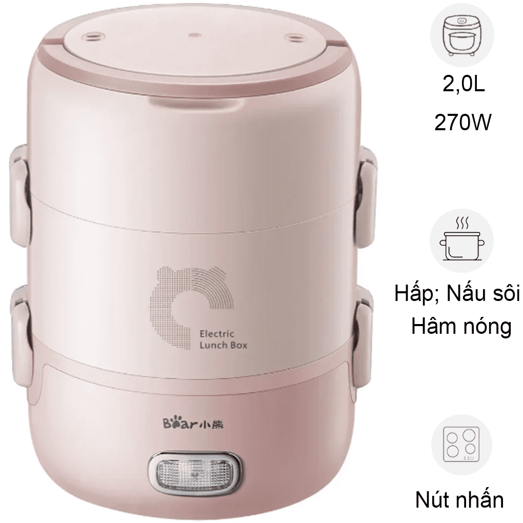 Hộp Cơm Điện Cầm Tay Bear DFH-B20S6 - Hàng Quốc Tế - Bản Tiếng Anh