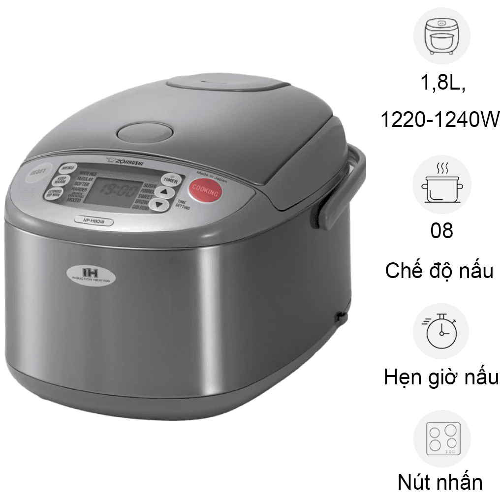 Nồi Cơm Điện Tử Cao Tần Zojirushi NP-HBQ18-XA - 1.8 Lít - Xuất Xứ Nhật Bản