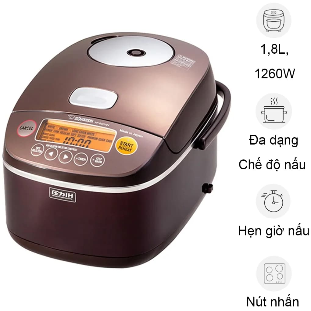 Ảnh Nồi Cơm Điện Cao Tần Zojirushi NP-BSQ18V-TA 1.8 Lít - Xuất Xứ Nhật Bản