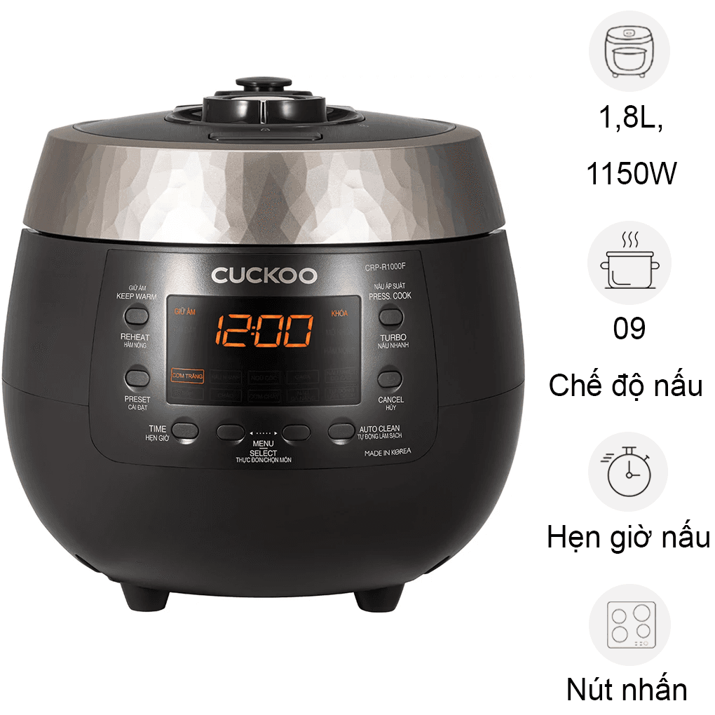 Nồi Cơm Điện Tử Áp Suất Cuckoo CRP-R1000F 1.8 Lít - Hàn Quốc