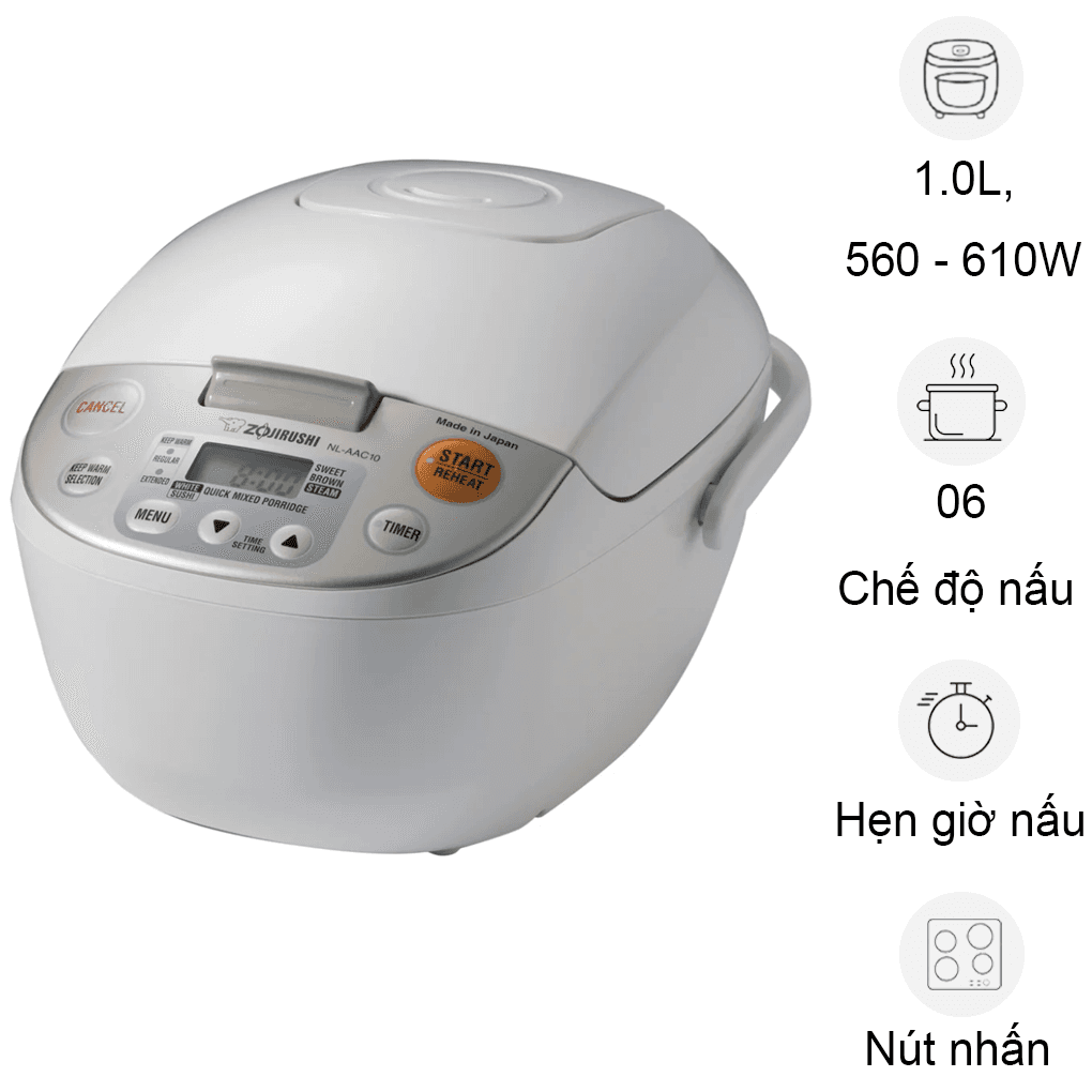 Nồi Cơm Điện Tử Zojirushi NL-AAQ10-CA - 1.0 Lít - Xuất Xứ Nhật Bản