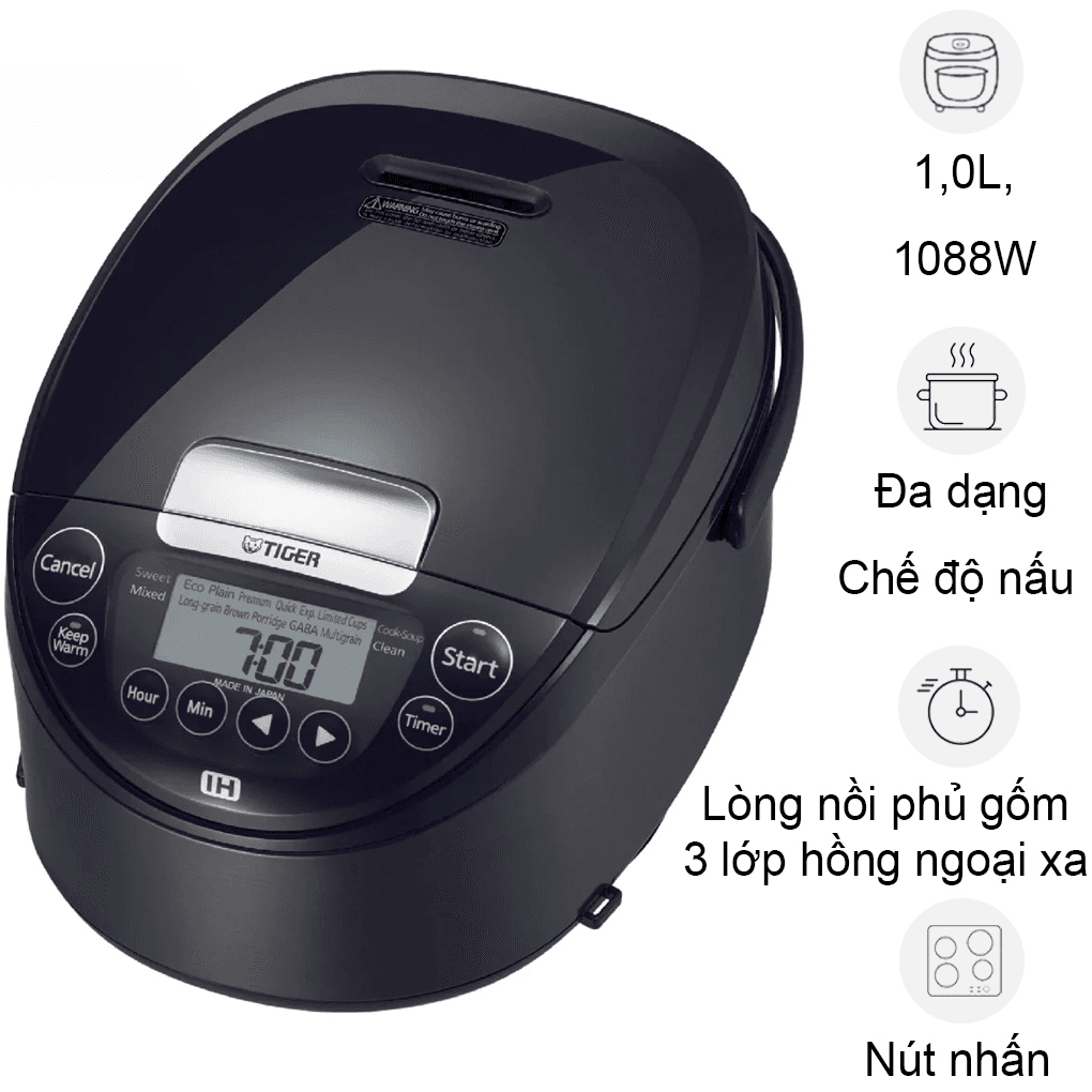 Nồi Cơm Điện Cao Tần Tiger JPW-H10V 1.0 Lít - Nhật Bản