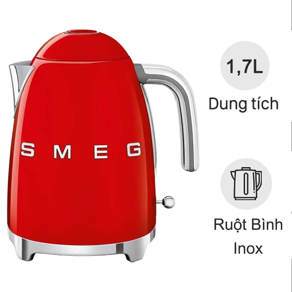 Ảnh Ấm Đun Nước SMEG KLF03RDEU, Màu Đỏ