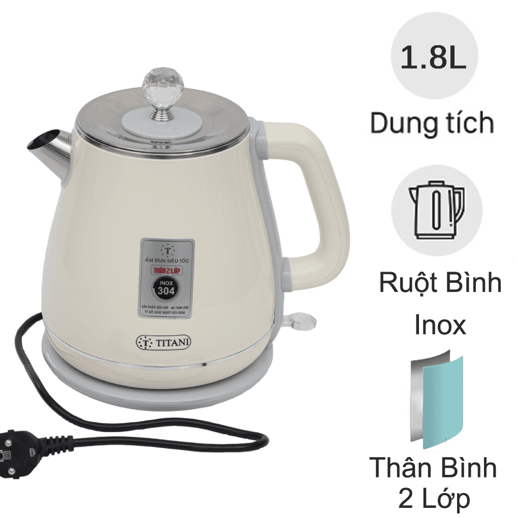 Bình Đun 2 Lớp Cao Cấp Titani TK-1830
