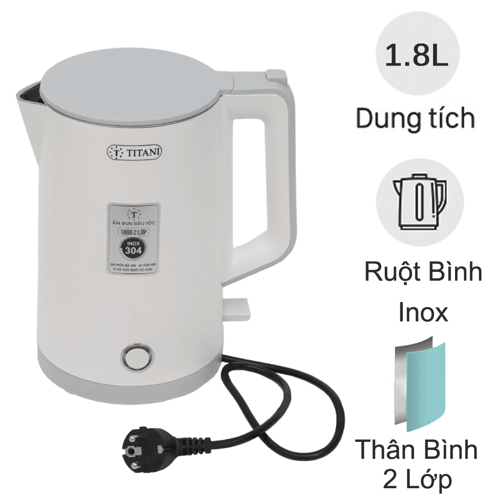Bình Đun 2 Lớp Cao Cấp Titani TK-1825W