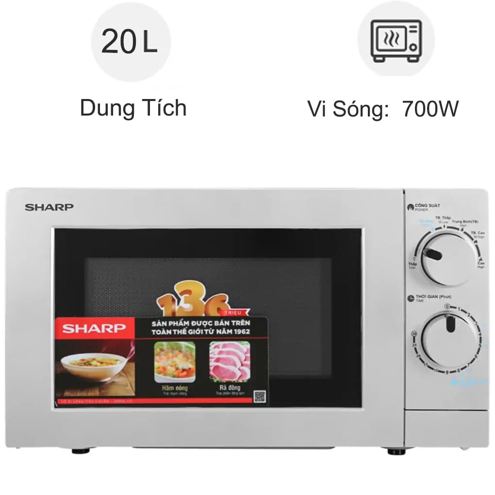 Ảnh Lò vi sóng Sharp R-207VN-SL 20 lít