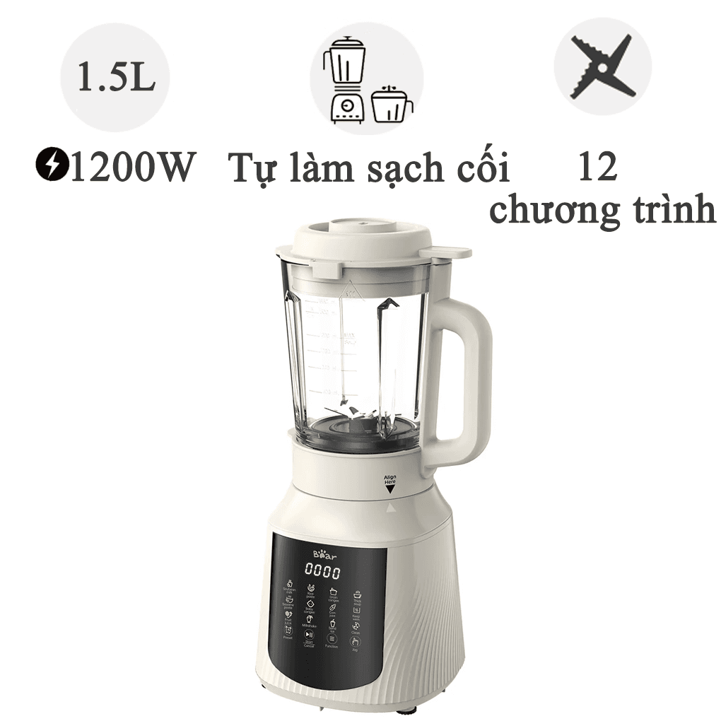 Máy Làm Sữa Hạt Đa Năng Bear PBJ-C16Q8 1.5 Lít