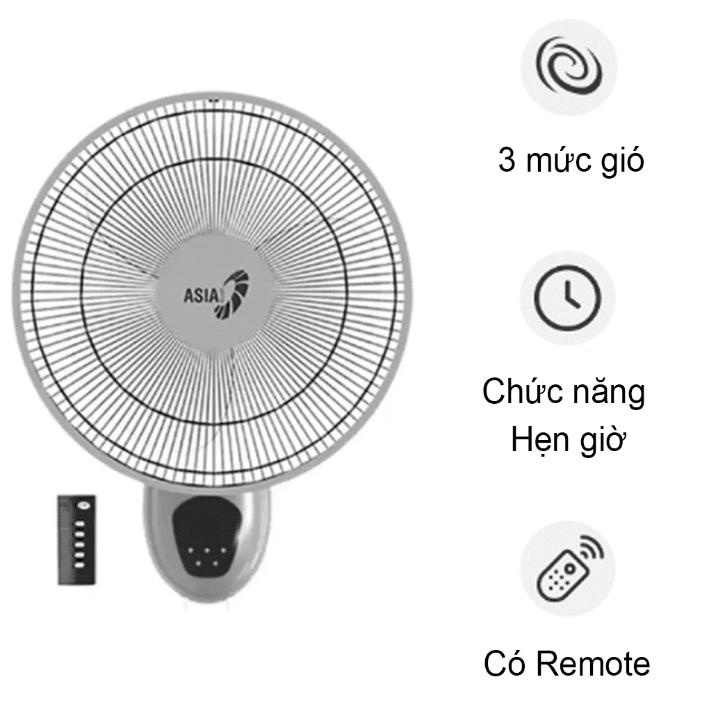 Quạt Treo Tường Asiavina VY377990 - Xám