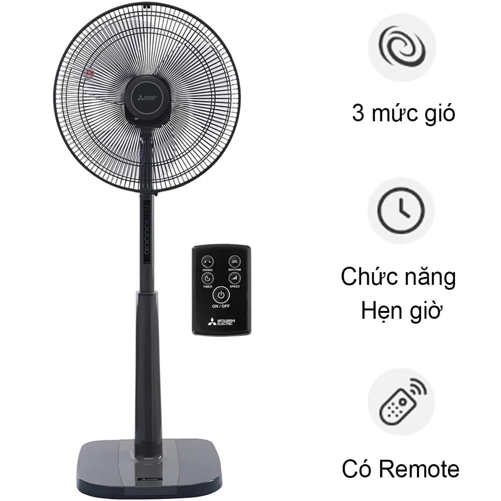 Ảnh Quạt đứng Mitsubishi LV16S-RA CY-GY-Xám Đậm