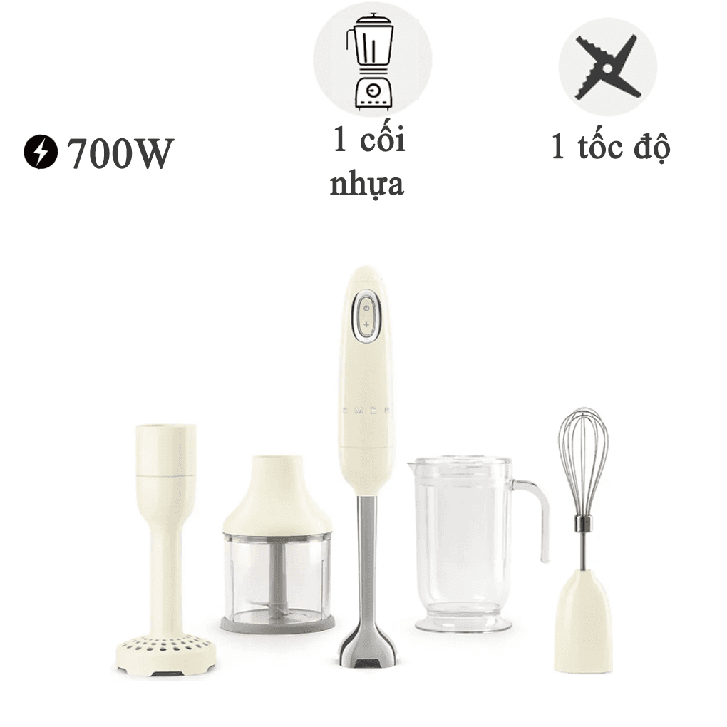 Máy xay cầm tay Smeg HBF02CREU, màu kem 700W