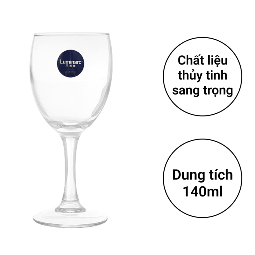 Ly Rượu Vang Thủy Tinh Luminarc Elegance 140ml