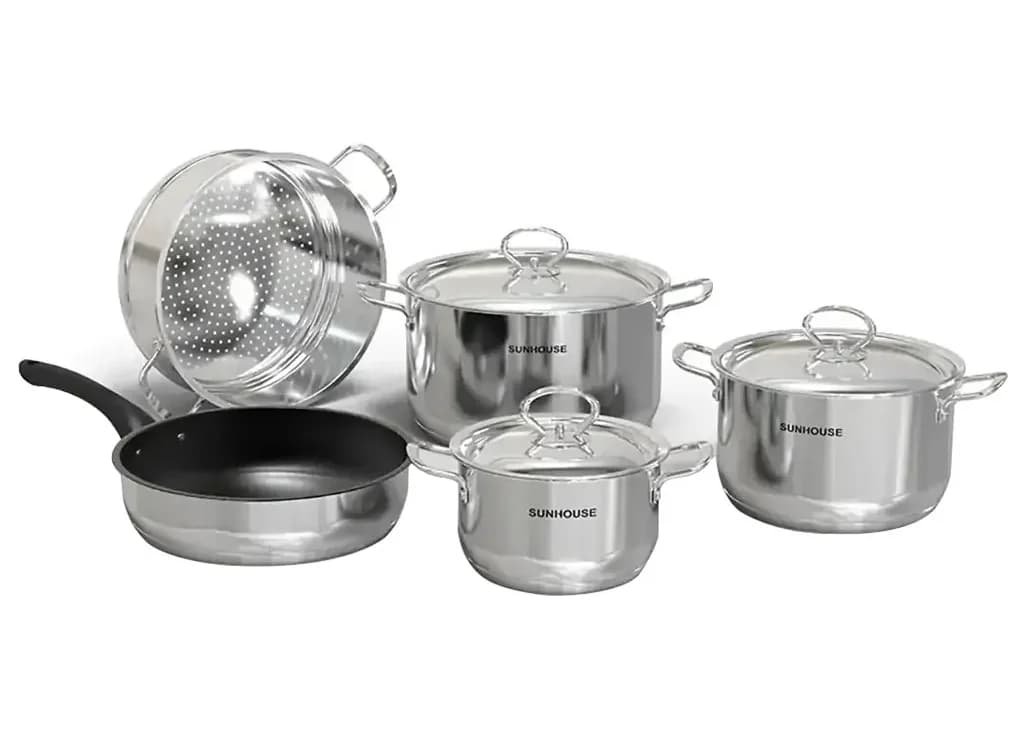 Ảnh Bộ nồi chảo inox 5 đáy Sunhouse SHG998