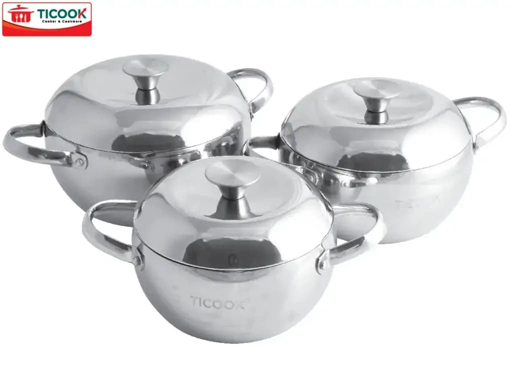 Ảnh Bộ Nồi Táo Inox 304 Đáy Từ Ticook TK05