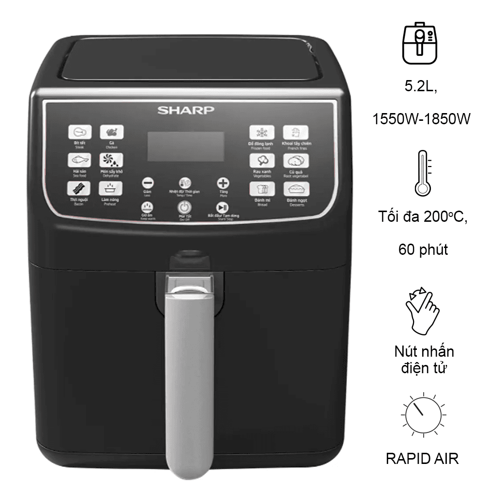 Nồi chiên không dầu Sharp KF-AF55EV-BK
