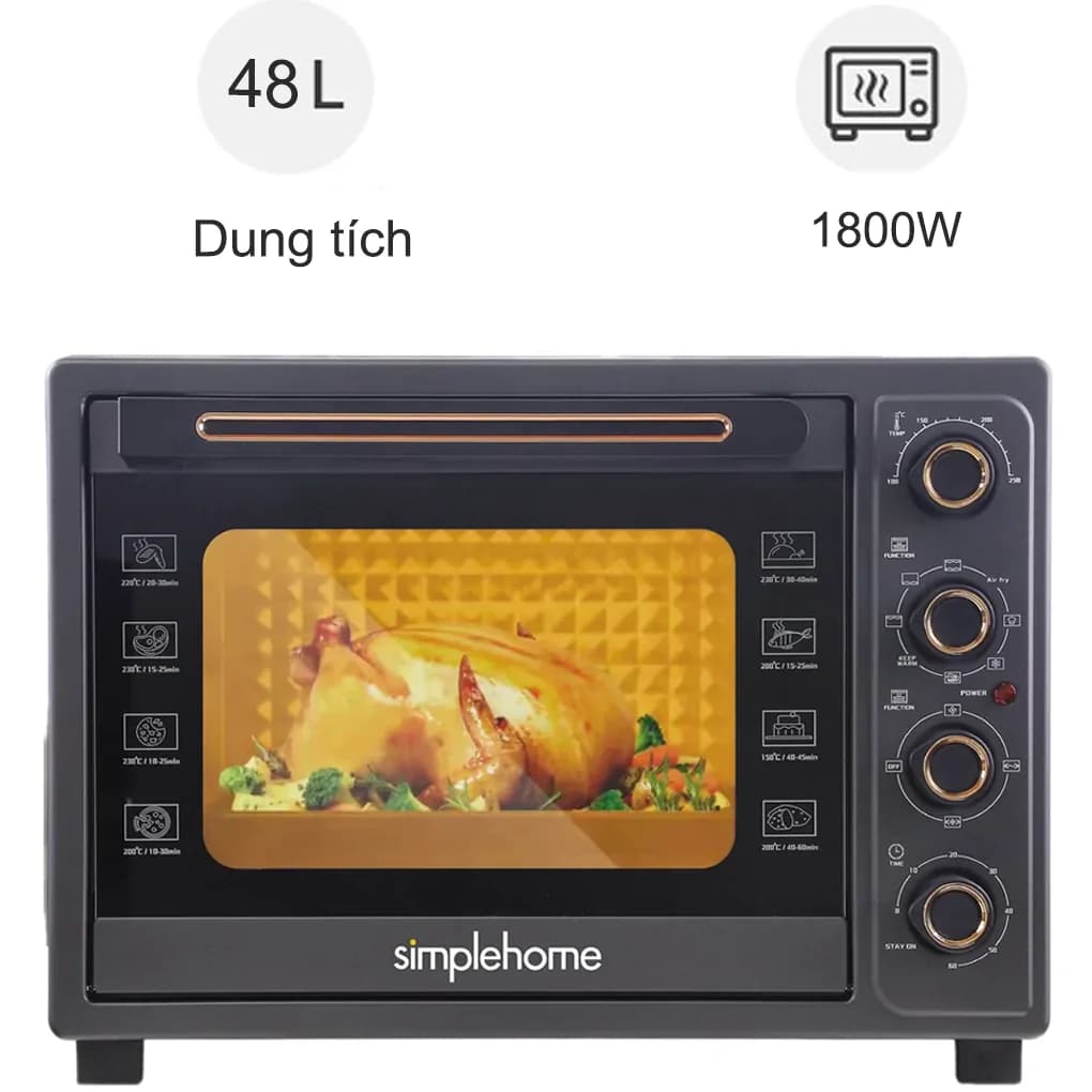 Ảnh Lò Chiên Không Dầu Kết Hợp Nướng Simplehome TOV-48G 48 Lít