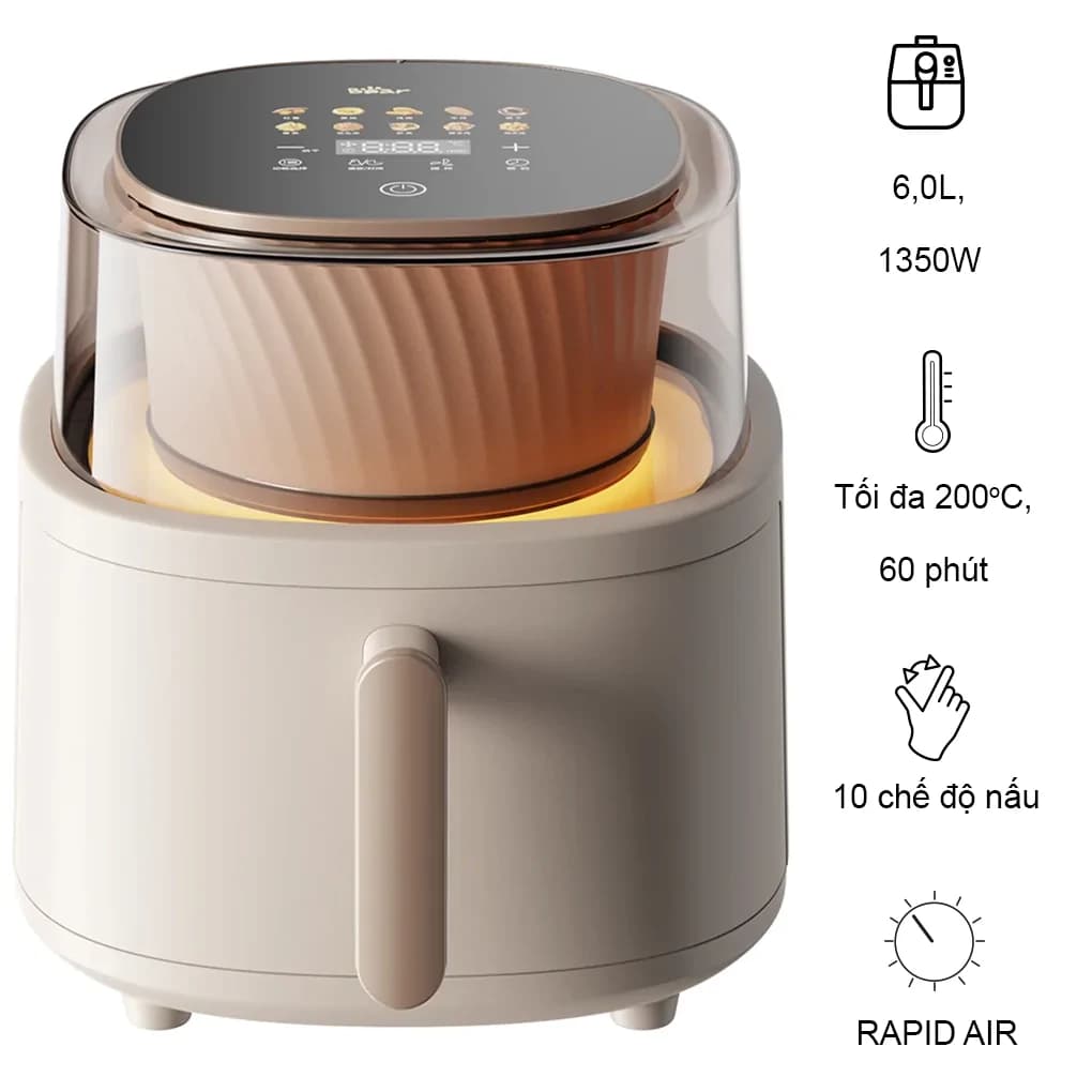Ảnh Nồi Chiên Không Dầu Bear QZG-F15G1 6.0 Lít