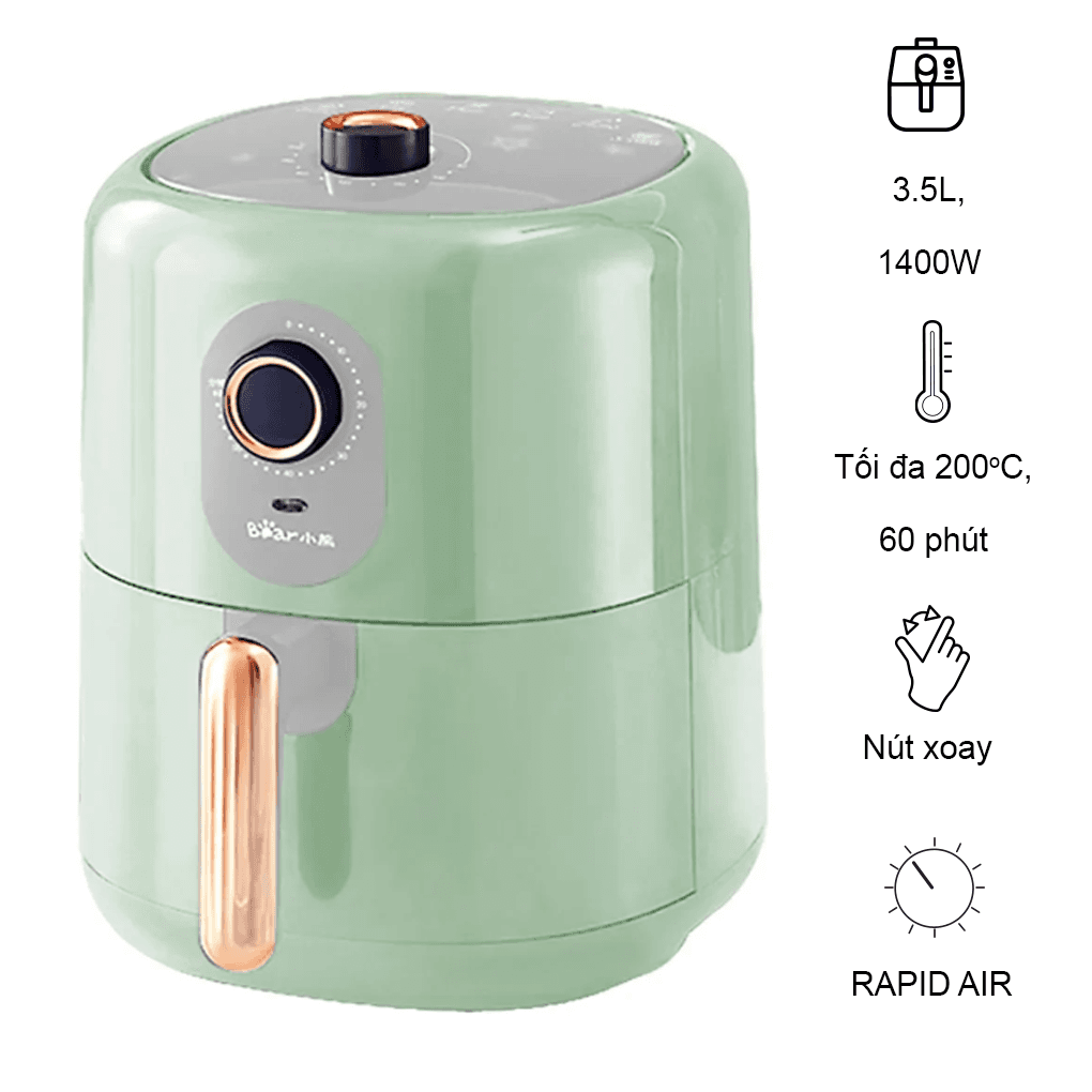 Nồi Chiên Không Dầu Bear QZG-B14D1 - Hàng Quốc Tế - Bản Tiếng Anh
